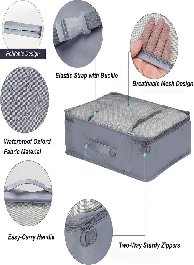 GAMAHA Travel Organizer 7 in 1 Travel Laundry Cosmetics Luggage Packing Organizers Set Makeup Bags Organizer Packing Cubes with Shoe Bag for Travel, Nylon (Gray) - Image 4