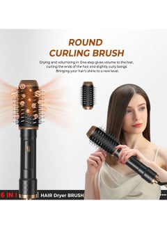 UKLISS Hair Styler, 6 in 1 Hot Air Stylers, Hair Dryer Fast Drying, Hot Air Brush Set with Auto Air Hair Curler Wand, Volumizer, Round Brush, Hair Straightener Brush,1200W Hair Straightener Comb Curling Brush with 6 Interchangeable Barrels Negative Ion Salon Styler Tools  - Image 2