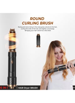 UKLISS Hair Styler, 6 in 1 Hot Air Stylers, Hair Dryer Fast Drying, Hot Air Brush Set with Auto Air Hair Curler Wand, Volumizer, Round Brush, Hair Straightener Brush,1200W Hair Straightener Comb Curling Brush with 6 Interchangeable Barrels Negative Ion Salon Styler Tools  - Image 3