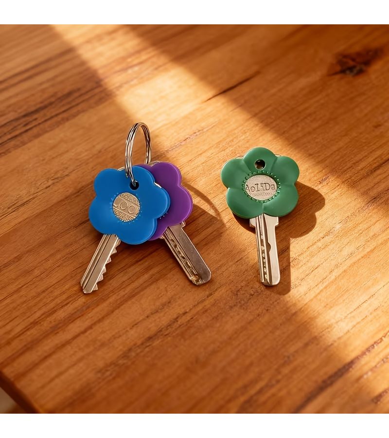 5 Pcs Random Colors Flower Shape Keycap Set Durable Keycap Protectors with Labeled Keys Color Coded Design Easy to Install Keychain Organizer Suitable for Home Office Parties And Key Use - Image 3