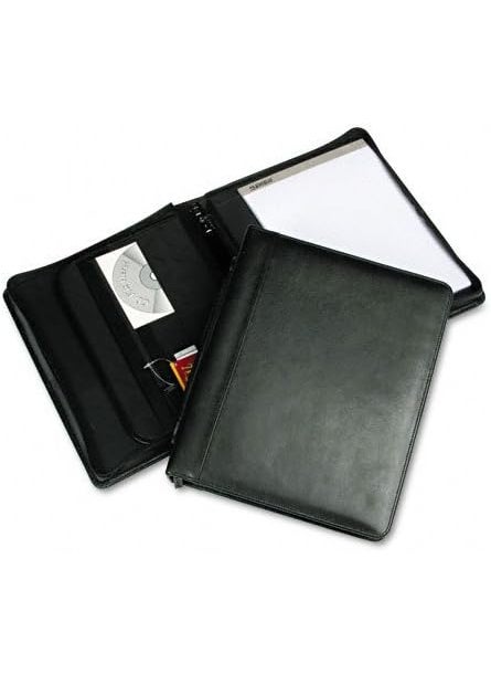 Samsill Samsill  Leather MultiRing Zippered Portfolio TwoPart 1 Cap 11 x 1312 Black  Sold as 2 Packs of  1    Total of 2 Each 