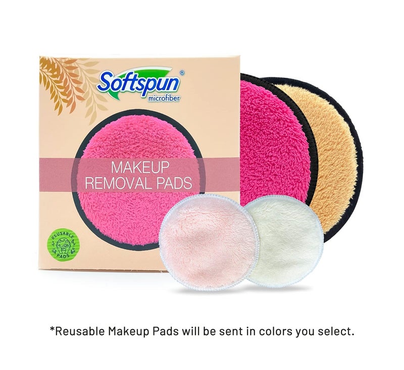 SOFTSPUN Microfiber Reusable Makeup Remover Cleansing Pads for Face Eyes Lipstick Pack of 4 280 GSM 12x12cms BlueWhite Safe for all Skin Types - Image 2