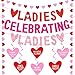 PARTY TONIGHT Galentines Day Decorations Galentines Day Banner Red Pink Glitter Heart Banner Hanging Swirls Preassembled - Image 2