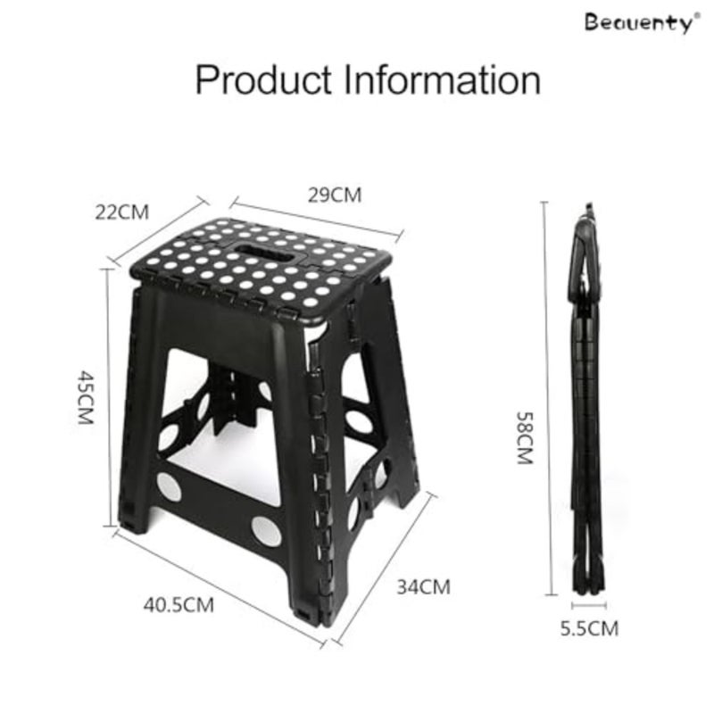Portable Folding Step Stool, Heavy-Duty Plastic Step Stool, Multi-Purpose Folding Stool for Bathrooms, Camping, Fishing, Bedrooms, Kitchens - Image 2