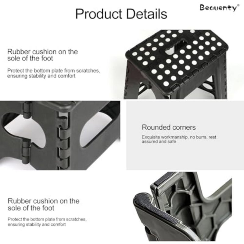Portable Folding Step Stool, Heavy-Duty Plastic Step Stool, Multi-Purpose Folding Stool for Bathrooms, Camping, Fishing, Bedrooms, Kitchens - Image 3