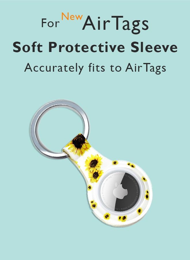 Theodor Protective Silicone Case Cover with Key Ring Sunflower For Apple AirTag  - Image 2