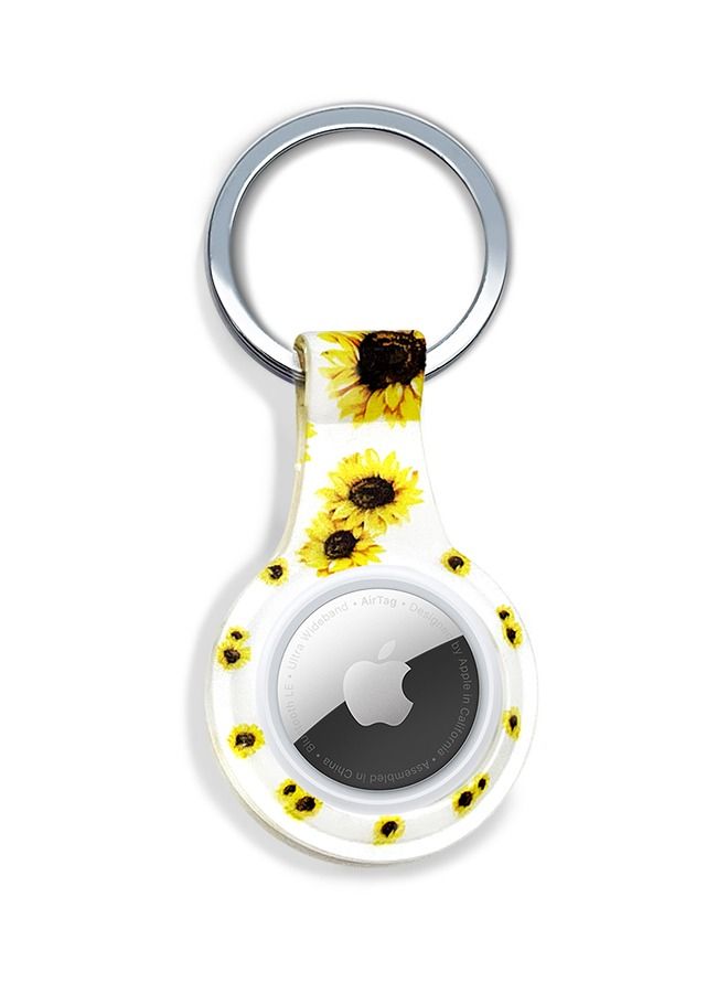 Theodor Protective Silicone Case Cover with Key Ring Sunflower For Apple AirTag  - Image 1