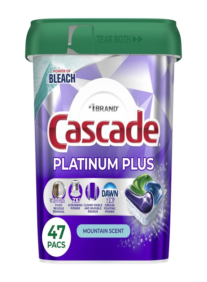 Cascade Platinum Plus Dishwasher Pods, Dishwasher Detergent, Dish Detergent Soap, Mountain, 47 Count - Image 1