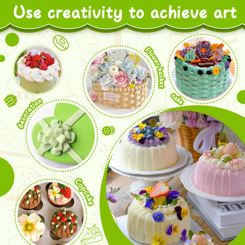 Suuker 5 Pieces Basketweave Piping Tips Set,Stainless Steel Half Row Braided Flower Cake Decorating Tips, Frosting Icing Tips for Cupcakes, Cake, Cookie and Decorating (3D 1D 895 48 47) - Image 4