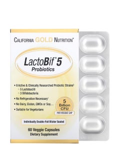 California Gold Nutrition LactoBif 5 Probiotics 5 Billion CFU 60 Veggie Capsules  - Image 1