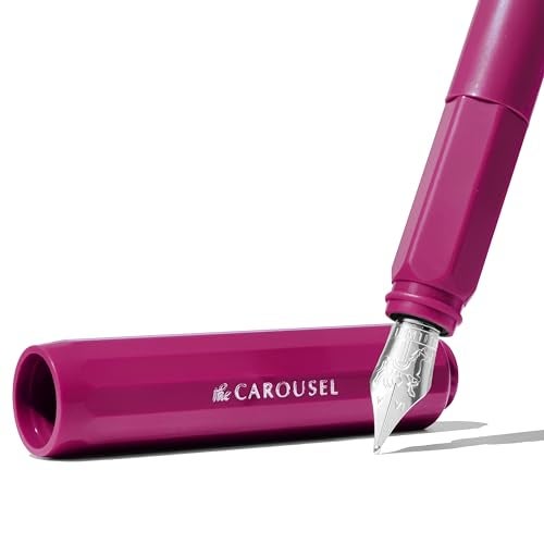 Ferris Wheel Press Carousel Fountain Pen Acrylic blend body Airsealed click locking cap Little Miss Jubilee Dark Pink Medium Nib - Image 3