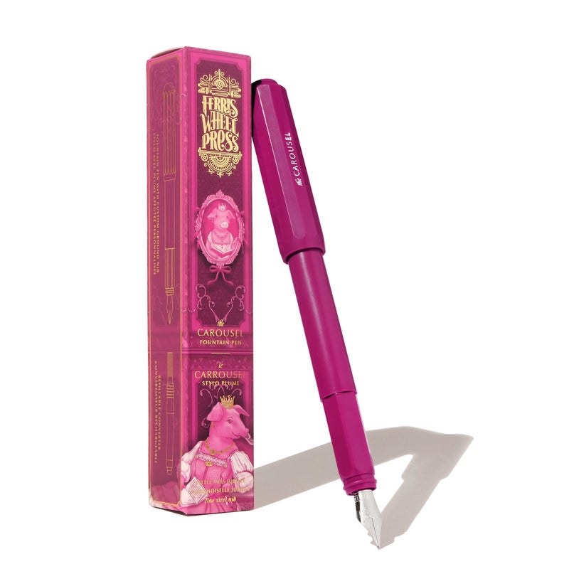 Ferris Wheel Press Carousel Fountain Pen Acrylic blend body Airsealed click locking cap Little Miss Jubilee Dark Pink Medium Nib - Image 2