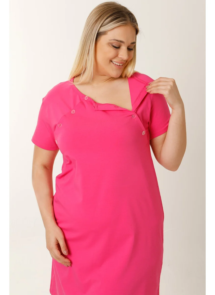 Parlingerie Maternity Nursing Nightgown Short Sleeve Fuchsia