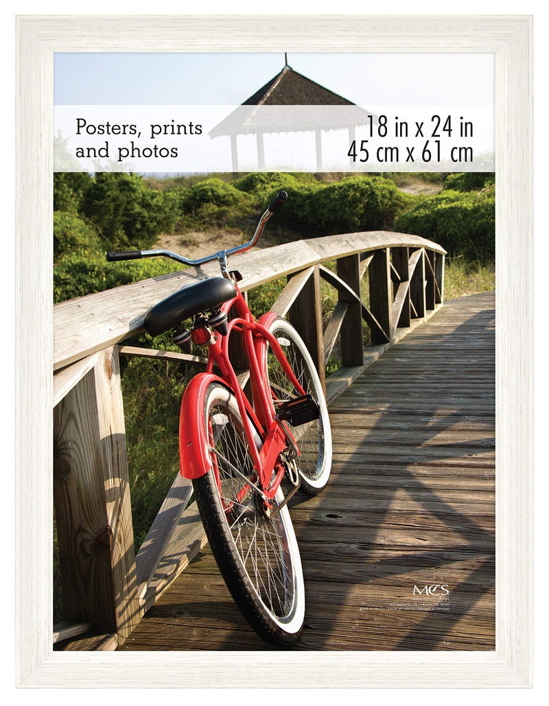 MCS Museum Poster Frame 18x24 White Woodgrain Vertical  Horizontal Wall Hanging Large Picture Frame for Photos Posters  Art Prints 1Pack