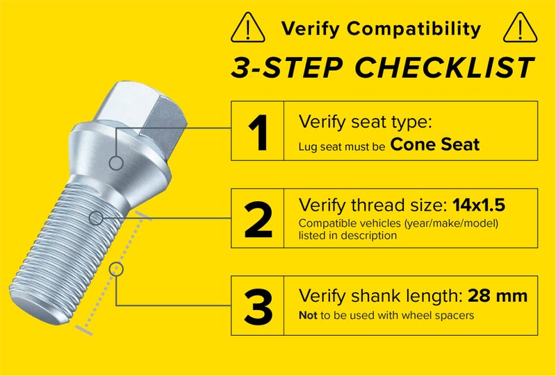 StanceMagic 20 قطعة براغي لوج فضية OEM بطول 14x1.5 (طول الساق 28 مم، مقعد مخروطي) متوافقة مع أودي TT A3 A4 S4 A5 S5 A6 S6 A7 S7 A8 S8 B5 B6 B7 B8 فولكس فاجن جيتا جولف GTI R32 باسات CC خنفساء - Image 2