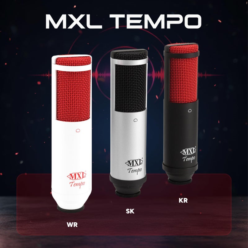 MXL TEMPO-KR Mac and PC Compatible USB 2.0 Powered Condenser Microphone - Black/Red - Image 3