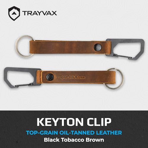 Trayvax Keyton Leather Keychain Quick Release Carabiner Clip Key Chain for Men and Women Stainless Steel Black Tobacco Brown - Image 3