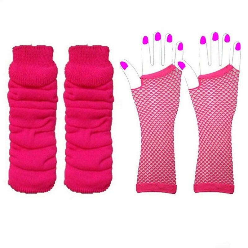 1980s Bachelor Party Costume Four Color Neon Necklace Bracelet Lightning Earrings Fishing Net Gloves Leg Socks Six Set19PESET14RE 19PESET14RE