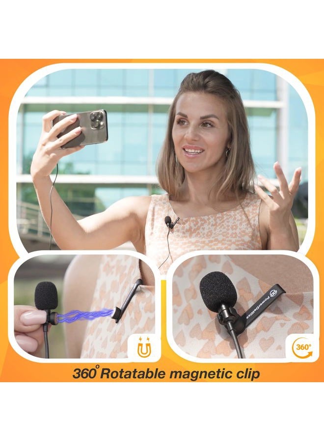 PowerDeWise Professional Grade Lavalier Clip On Microphone - Lav Mic for Camera Phone iPhone GoPro Video Recording ASMR - Small Noise Cancelling 3.5mm Tiny Shirt Microphone with Easy Clip On System - Image 2