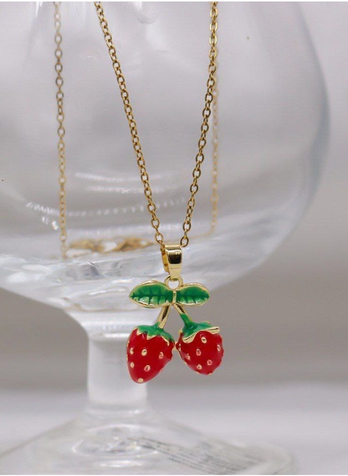 MANIKAN Cute Strawberry Necklace For women Dainty Fruit-Inspired Jewelry Stainless Steel 