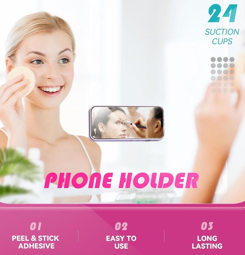 REDWIND Suction Phone Case, Phone Suction Sticker, Silicone Strong Grip Holder for Hands-Free iPhone & Android Mobile, Video Phone Accessory Compatible Mirror, Shower (Dark Pink- Pack of 1) - Image 3