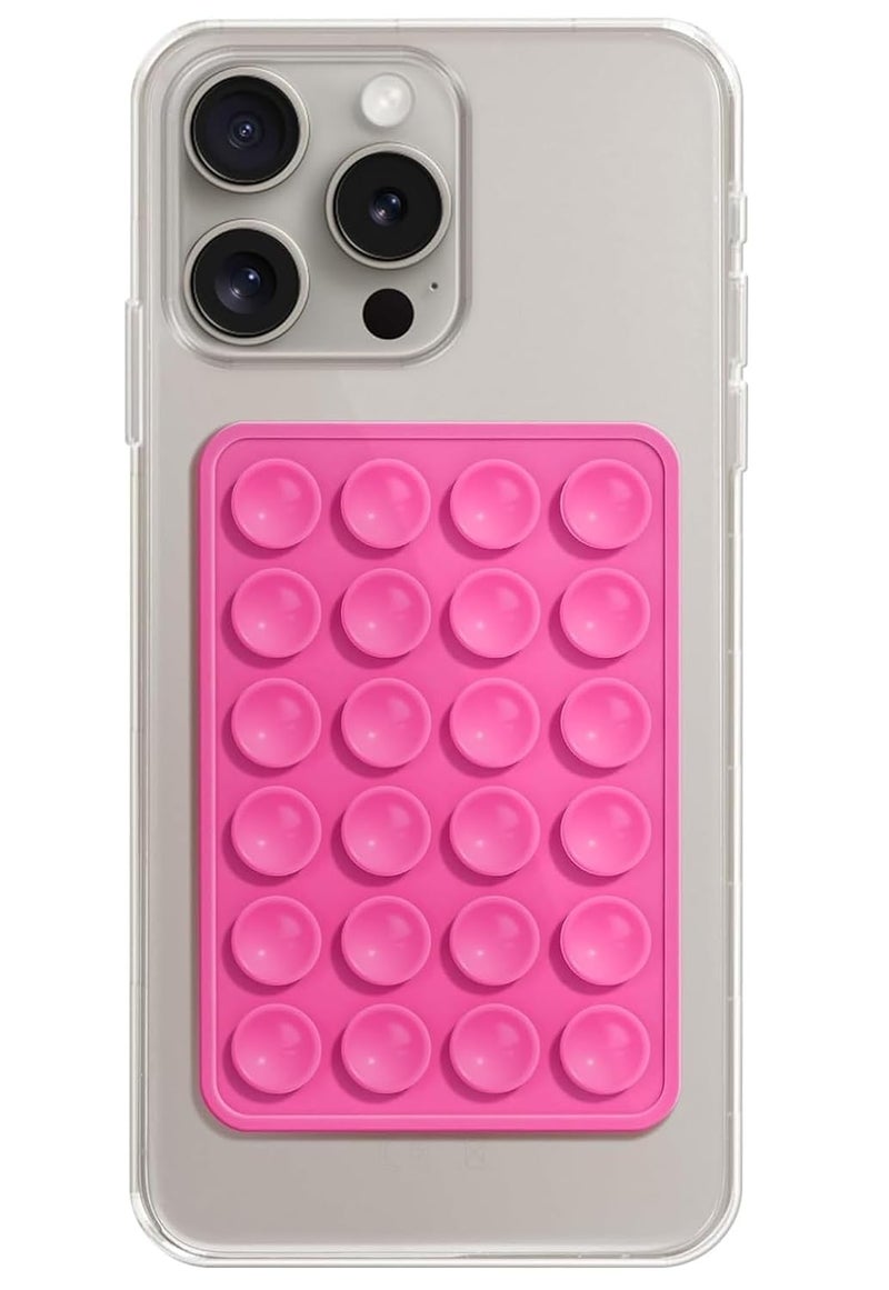 REDWIND Suction Phone Case, Phone Suction Sticker, Silicone Strong Grip Holder for Hands-Free iPhone & Android Mobile, Video Phone Accessory Compatible Mirror, Shower (Dark Pink- Pack of 1) - Image 1