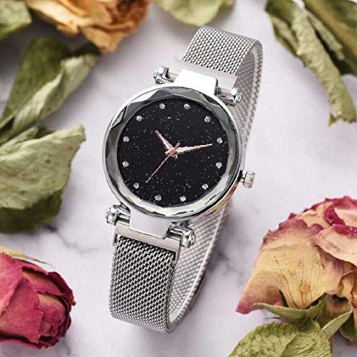 Acnos® Premium Silver and Black Color 12 Point with Trending Magnetic Analogue Metal Strap Watches for Girl's and Women's Pack of - 2(ADM-190-200) - Image 5