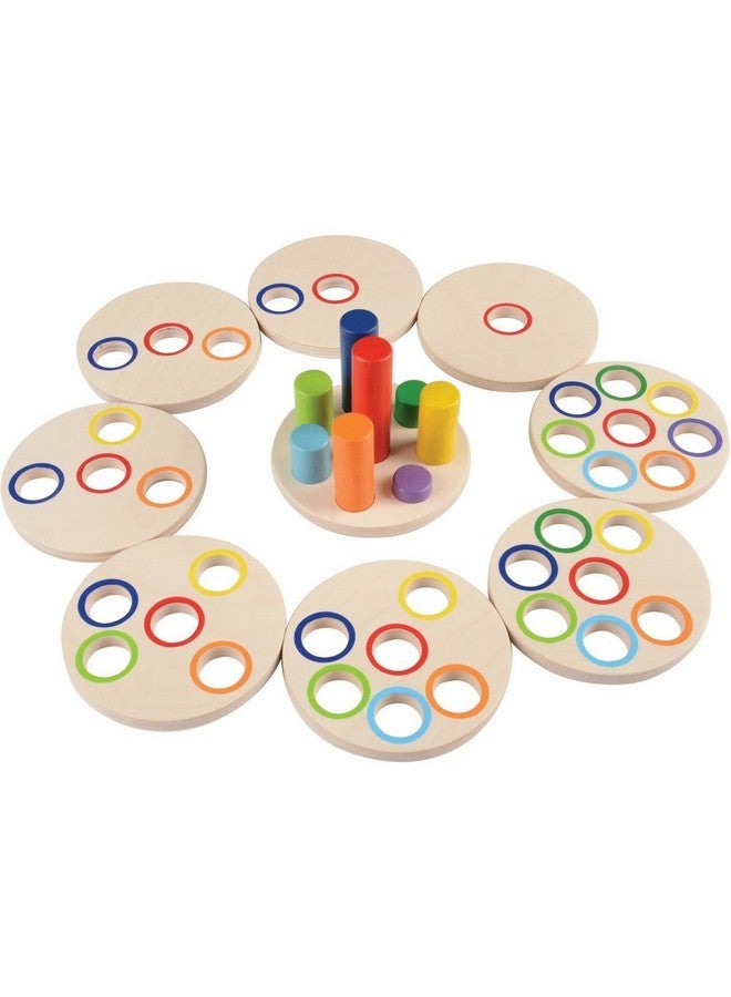 Constructive Playthings San-24 Wooden Logic Stacking Puzzles, Colorful Stackable Puzzle For Kids - Image 1