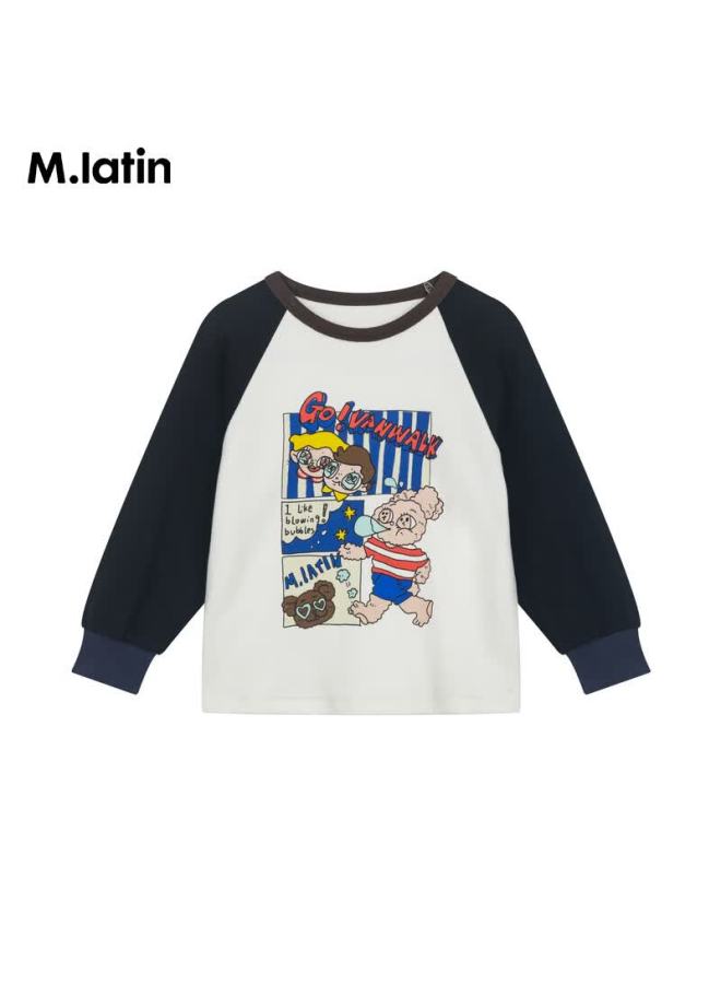 M.latin Kids Children's T-shirt 25 Winter New Boys And Girls Toddler Colorblock Long Sleeve T-shirt - Image 3