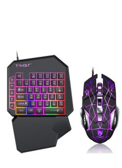 T-WOLF Gaming Mouse 40 Keys Single Hand Gaming Keyboard  ,Waterproof RGB Color Suitable for PC/Ps4/Xbox Gamers, Android PUBG CODM Genshin Diablo All Games  - Image 1