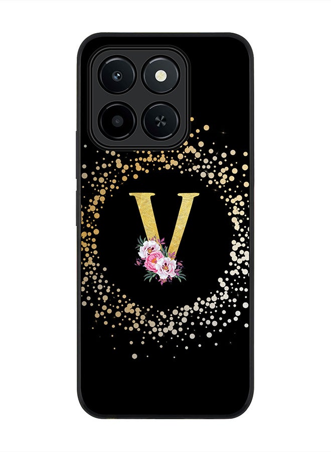 Stylizedd For Honor X6c Case,Slim fit Camera Protection, Shockproof Thin Phone cover  - Custom Monogram Floral - V ( Black )