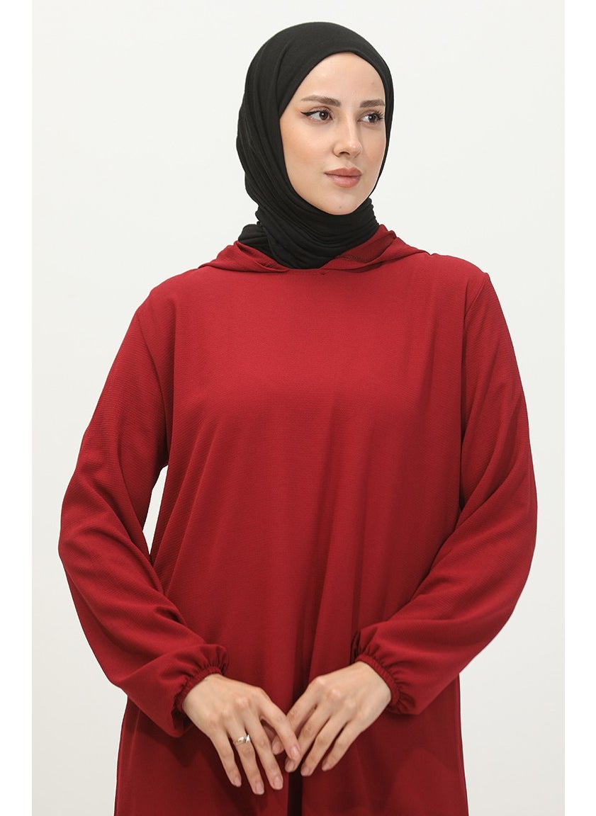 Sefa Merve Hooded Arabboy Tunic 1692-02 Claret Red  - Image 2