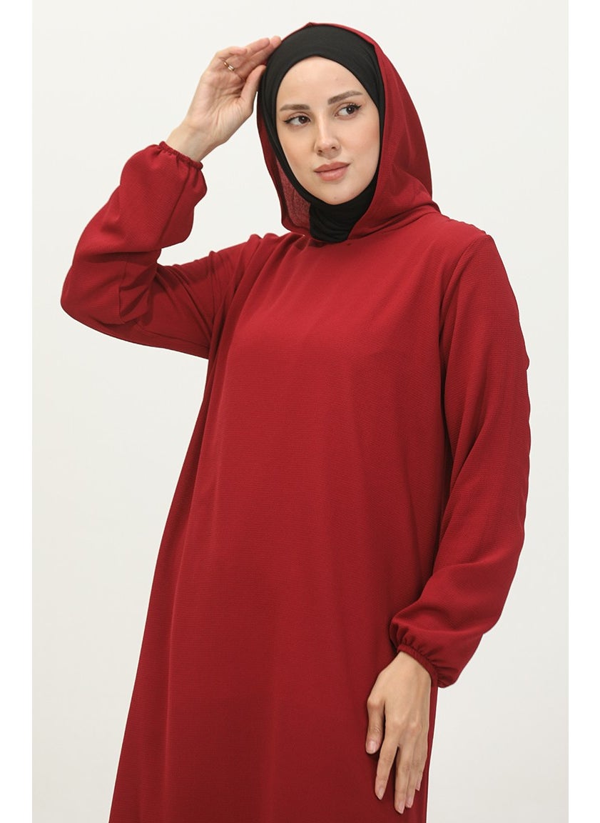 Sefa Merve Hooded Arabboy Tunic 1692-02 Claret Red  - Image 3