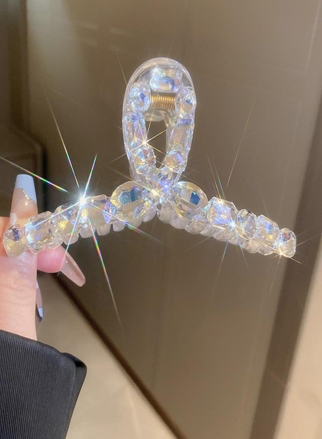 ويوپار مشبك شعر كريستالي من Wiwpar، مشبك شعر أكريليك مرصع بالكامل بأحجار الراين، إكسسوارات شعر كبيرة الحجم للنساء والفتيات (أبيض) - Image 4