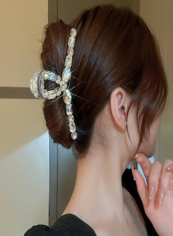 ويوپار مشبك شعر كريستالي من Wiwpar، مشبك شعر أكريليك مرصع بالكامل بأحجار الراين، إكسسوارات شعر كبيرة الحجم للنساء والفتيات (أبيض) - Image 3