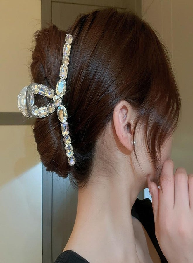 ويوپار مشبك شعر كريستالي من Wiwpar، مشبك شعر أكريليك مرصع بالكامل بأحجار الراين، إكسسوارات شعر كبيرة الحجم للنساء والفتيات (أبيض) - Image 2