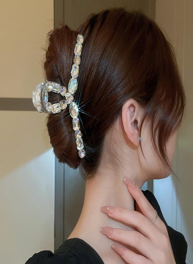 ويوپار مشبك شعر كريستالي من Wiwpar، مشبك شعر أكريليك مرصع بالكامل بأحجار الراين، إكسسوارات شعر كبيرة الحجم للنساء والفتيات (أبيض) - Image 1