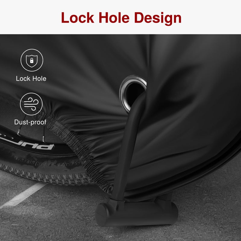 Puroma Bike Cover for 3 Bikes, Outdoor Waterproof Bicycle Covers Rain Sun UV Dust Wind Proof with Lock Hole for Mountain Road Electric Bike (Basic Black) - Image 4