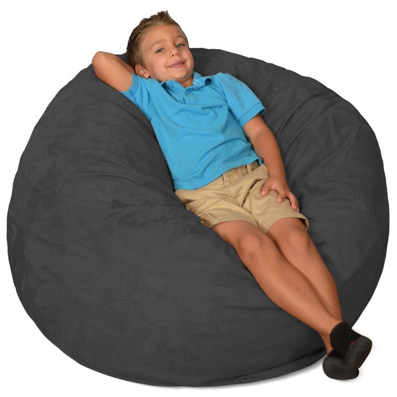 Comfy Sacks Comfy Sacks 3 ft Memory Foam Bean Bag Chair Charcoal Micro Suede 