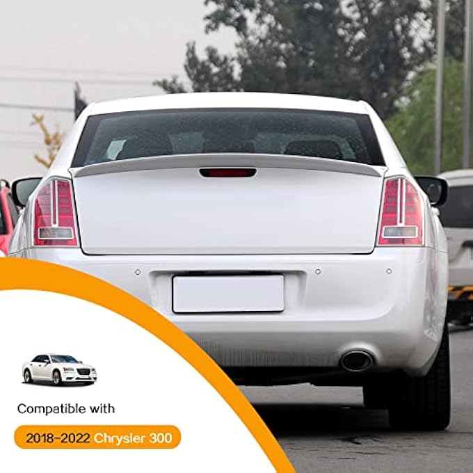 Hoolcar Rear HighMounted Brake Light Trim Cover Exterior Accessories Compatible With 20182022 Chrysler 300 Smoked Black - Image 4