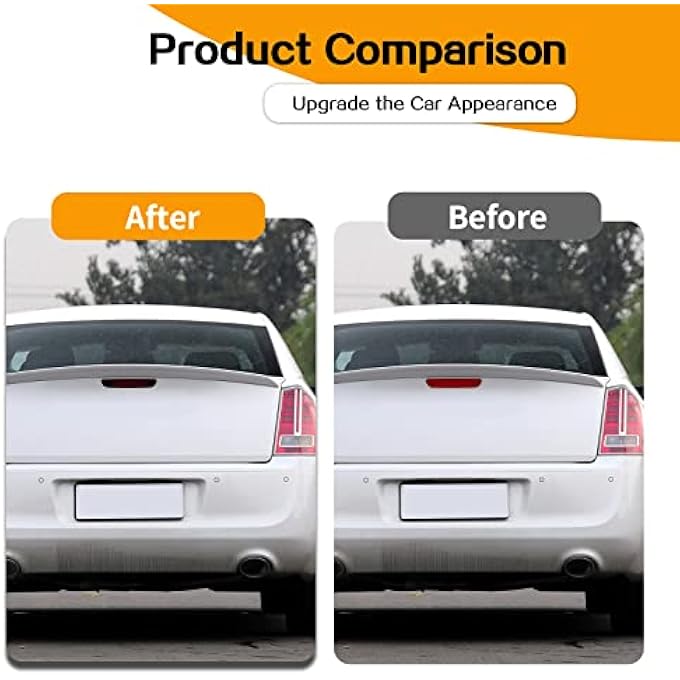 Hoolcar Rear HighMounted Brake Light Trim Cover Exterior Accessories Compatible With 20182022 Chrysler 300 Smoked Black - Image 3
