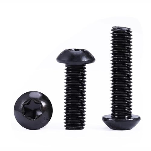 HanTof 75Pcs Button Head Torx Drive Screws Bolts, Grade 10.9 Alloy Steel, M6 x 12/16/20/25/30 mm Star Drive Machine Screws Set with T30 Wrench, Black Oxide Finish, Fully Threaded Pitch : 1.0 mm - Image 3