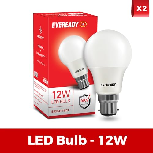 Eveready 12W LED Bulb, Cool White Day Light (6500K), B22 Base, Energy-Efficient, 4kV Surge Protection, Long-Lasting Durability, Pack of 2 - Image 2