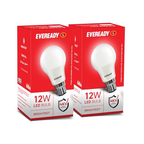 Eveready 12W LED Bulb, Cool White Day Light (6500K), B22 Base, Energy-Efficient, 4kV Surge Protection, Long-Lasting Durability, Pack of 2 - Image 1