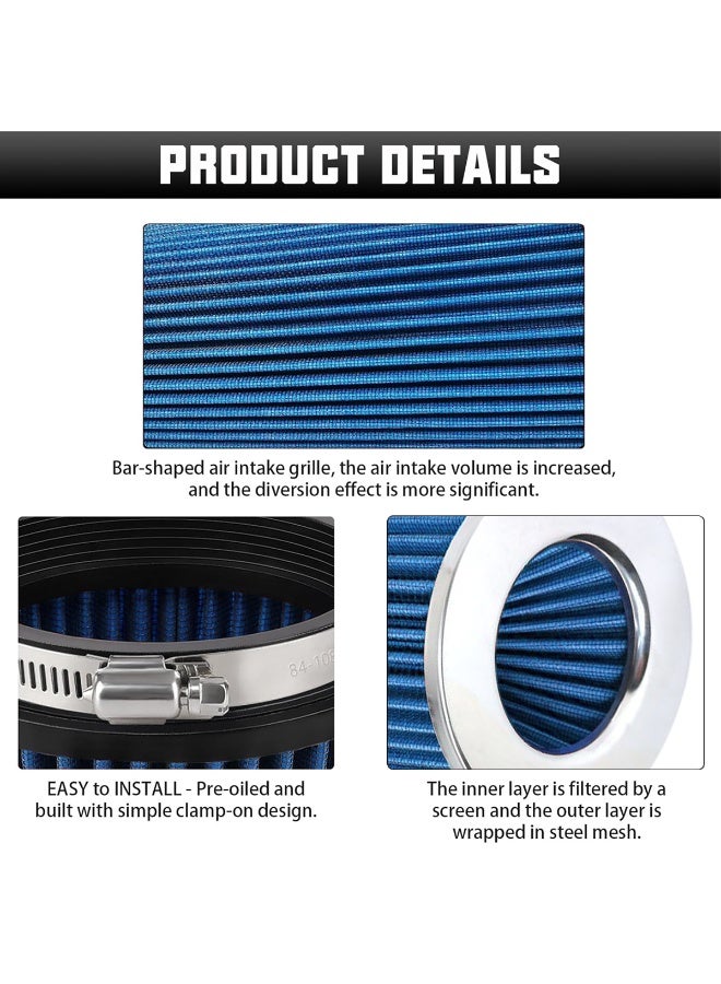 SPIDER High Performance Cone Air Filter, Washable & Reusable Intake Filter with Clamp, Universal Fit 3” 3.5” 4” Inlet, Improves Airflow & Engine Performance - 9732 - Image 5