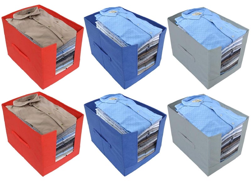 Kuber Industries 6 Piece Non Woven Shirt Stacker Wardrobe Organizer Set - Image 1