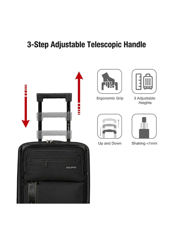 Eagle Express Cruiser Elite 20 Inch Cabin Luggage Black, PP Hard Shell Carry On Trolley Suitcase with Lightweight Travel Design, Durable Spinner Wheels, Secure Lock System and 2 Year Warranty - Image 4
