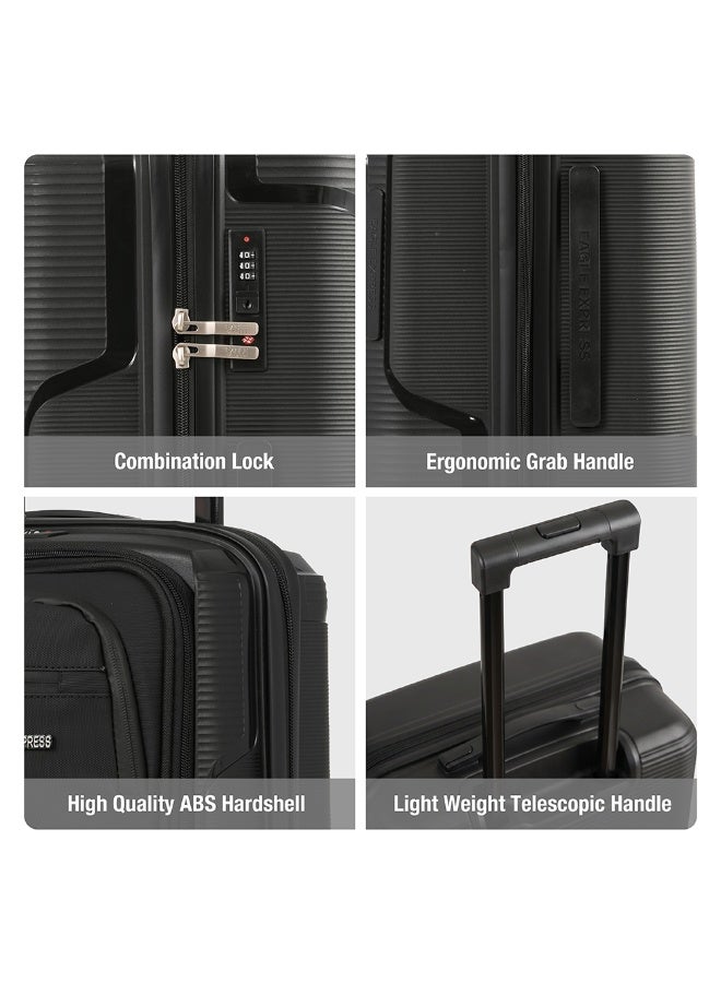 Eagle Express Cruiser Elite 20 Inch Cabin Luggage Black, PP Hard Shell Carry On Trolley Suitcase with Lightweight Travel Design, Durable Spinner Wheels, Secure Lock System and 2 Year Warranty - Image 5