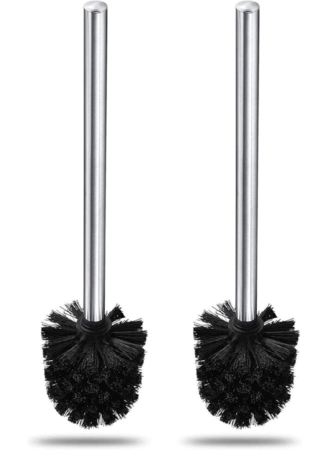 promass Toilet Brush, 2 Pack Toilet Brush Long Handle Eco Toilet Brush Cleaner Toilet Brush, Stainless Steel Handle, Wall Mounted Toilet Bowl Brush for Bathroom Cleaning, 2Pack (Black) - Image 1