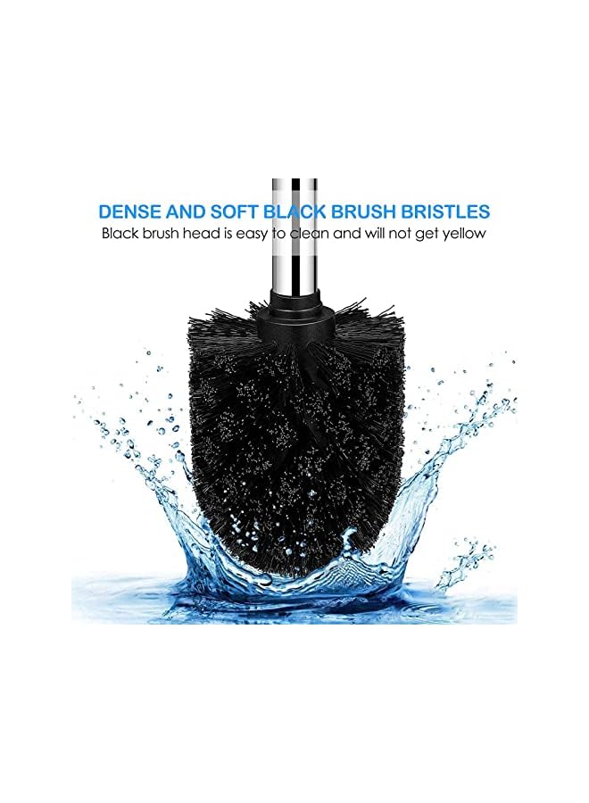 promass Toilet Brush, 2 Pack Toilet Brush Long Handle Eco Toilet Brush Cleaner Toilet Brush, Stainless Steel Handle, Wall Mounted Toilet Bowl Brush for Bathroom Cleaning, 2Pack (Black) - Image 4